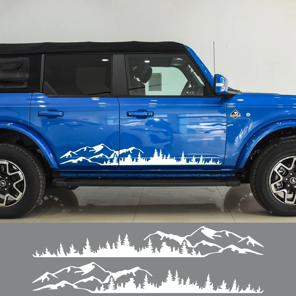 2PC Car Side Stickers Forest Mountain Range Graphics Vinyl Film Decal for DACIA Duster Oroch Logan Sandero Dokker Jogger Bigster