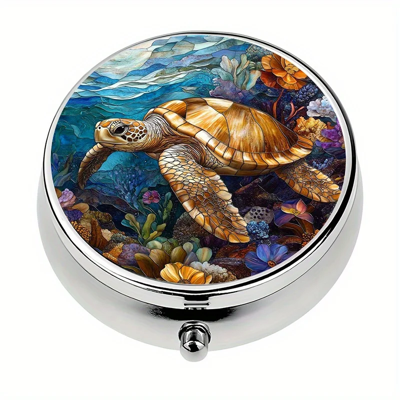 Single pack, 3-compartment turtle-shaped pill box, mini decorative portable pill box, a unique gift for Halloween or Christmas