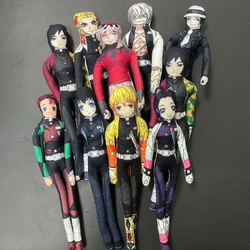 Abstract Body Posable Plush Doll Demon Slayer Tanjiro Nezuko Zenitsu Cosplay Stuffed Figure With Inner Framework Collectible