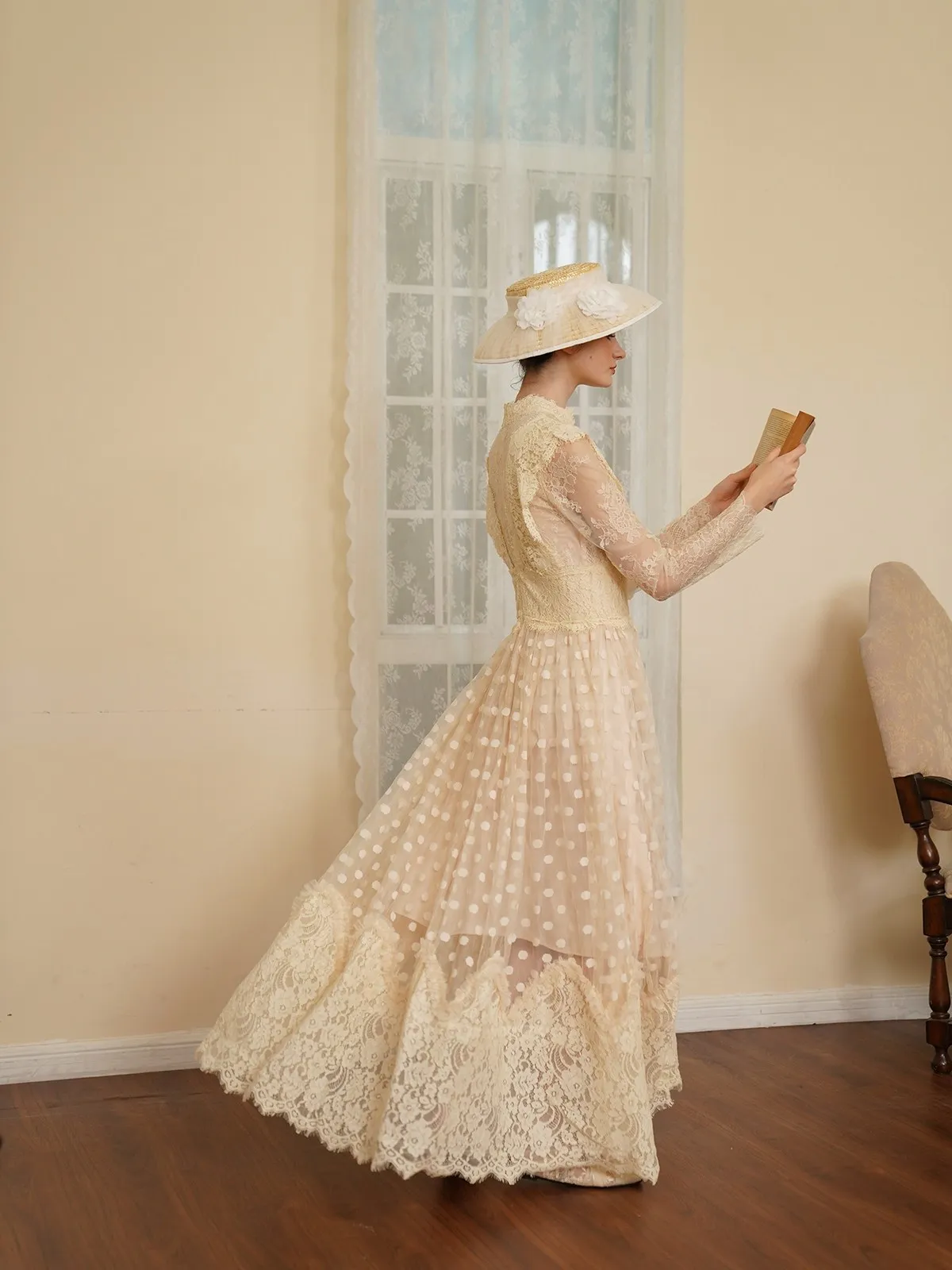 TIYIHAILEY printemps magnifique femmes robe à manches longues paillettes perlées longue Maxi dames S-XL Vintage taille haute 2026 nouvelle dentelle maille