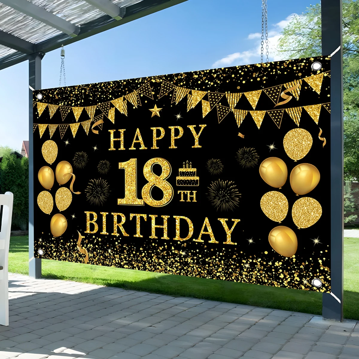 Black Gold Birthday Background 18 30 40 50 60 Year Birthday Party Decor Adult 30th 40th 50th Birthday Party Supplies Anniversary