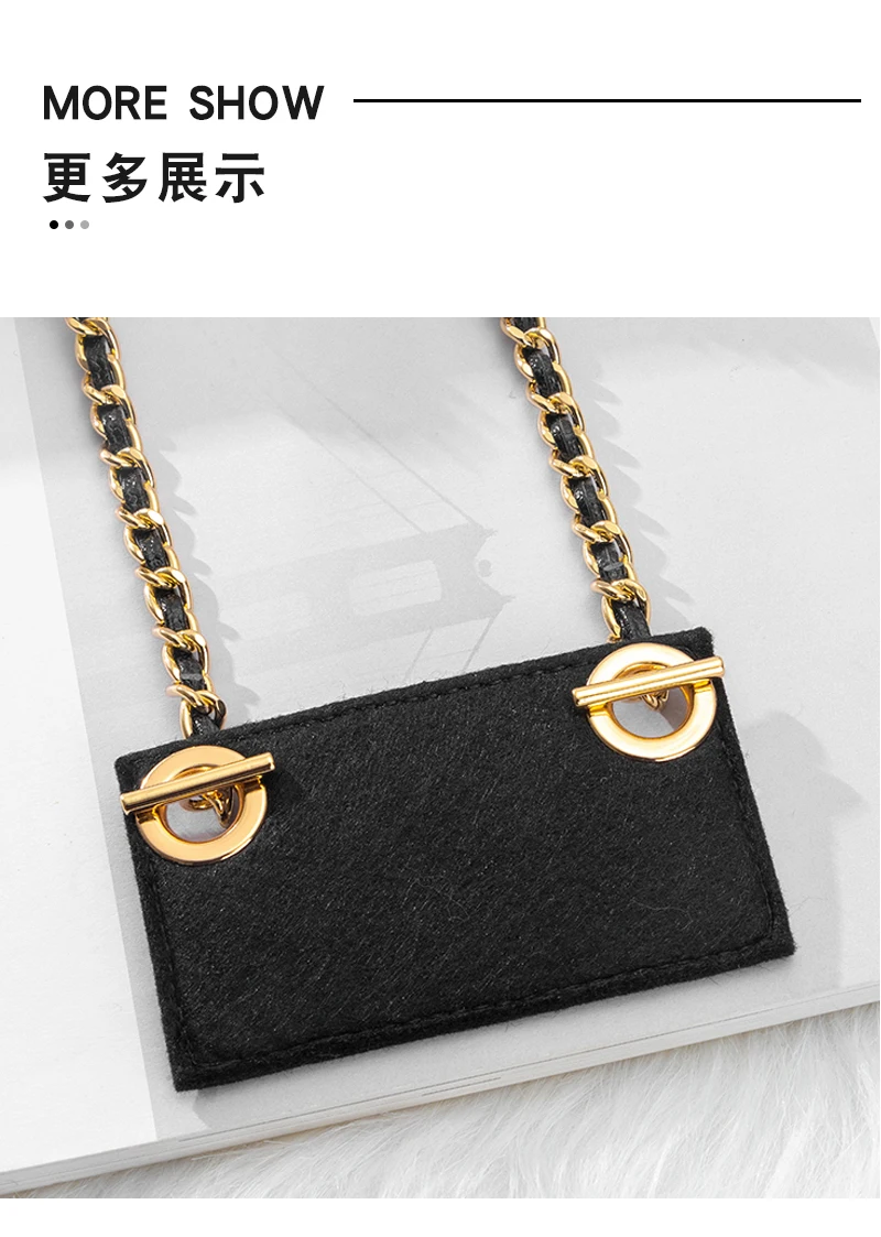 Designer Card Bag Renovation Leather Chain Shoulder Strap Short Wallet Card Clip Inner Bag Accessories
