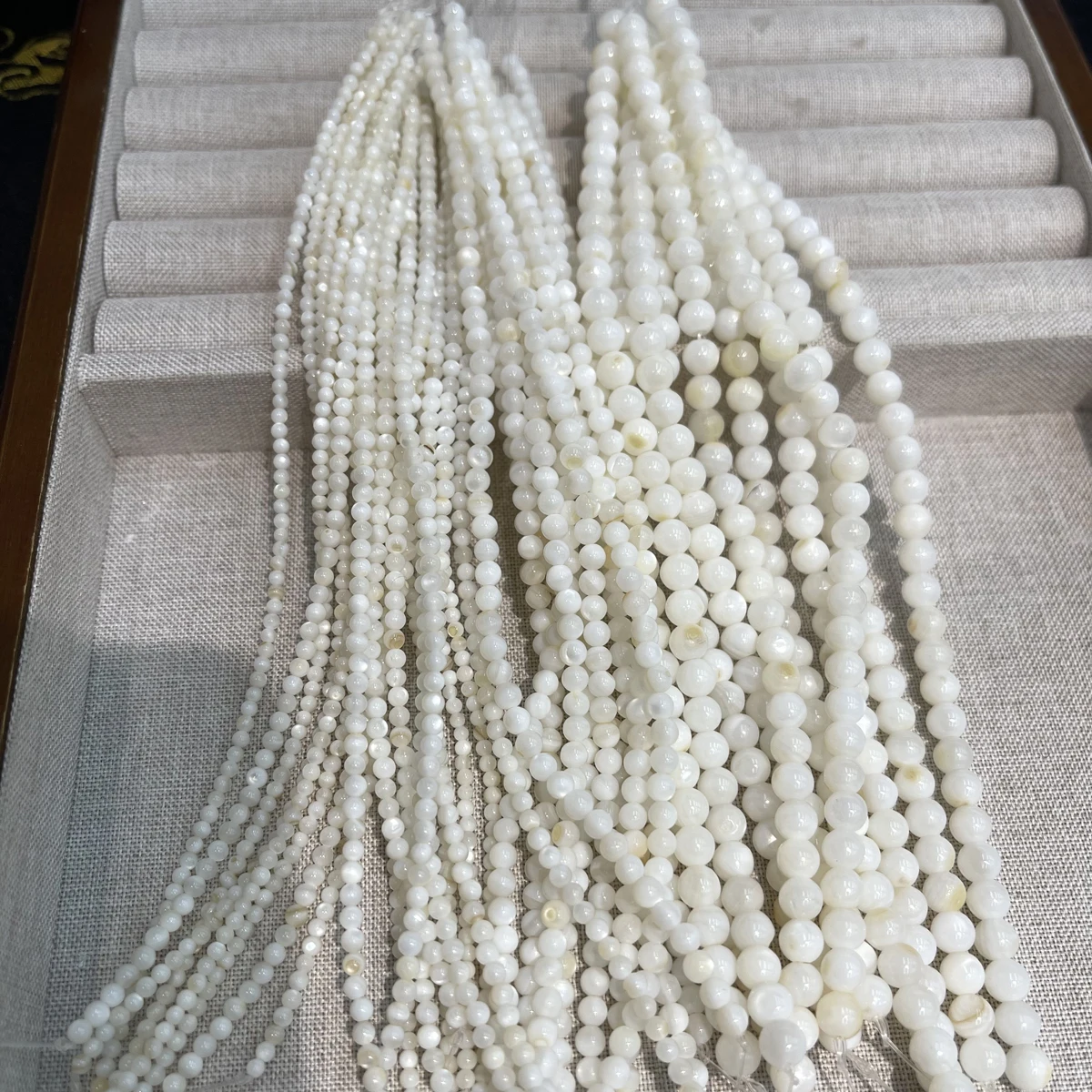 10 Stränge, Großhandel, DIY-Muschelperlen, Süßwassermuschel, runde Perlen für die Schmuckherstellung, DIY-Ohrringe, Halsketten-Zubehör, Länge 18 cm – Detail 2