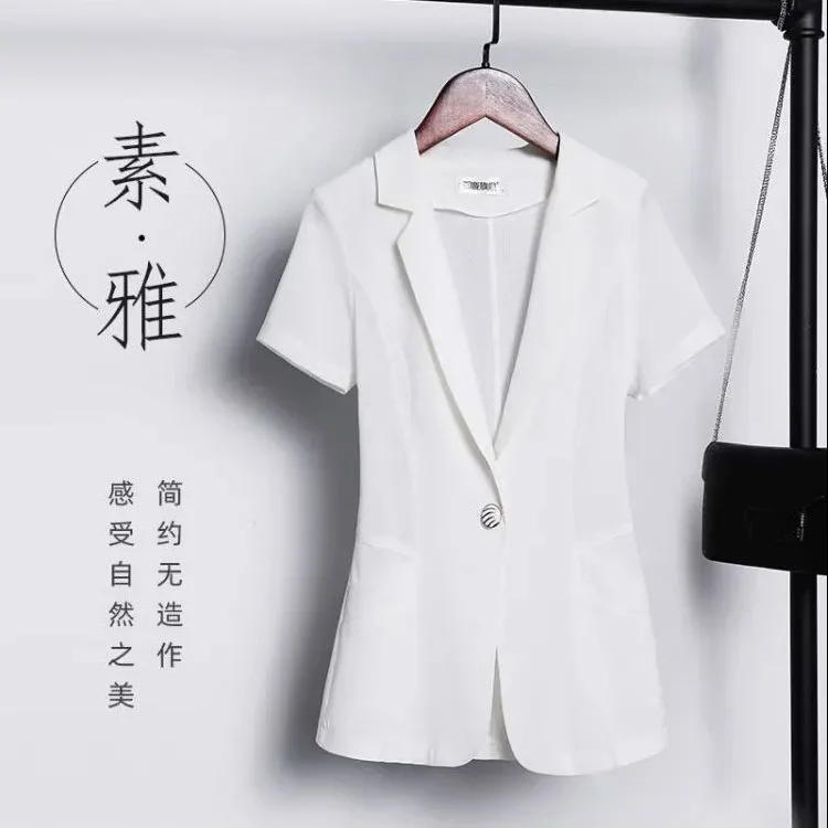 

Women'S Modern Blazers Floating Longsleeves Midi Bussiness Rose Quick Dry Hem Decorate Waist-Cinching Double-Buttoned Bubble