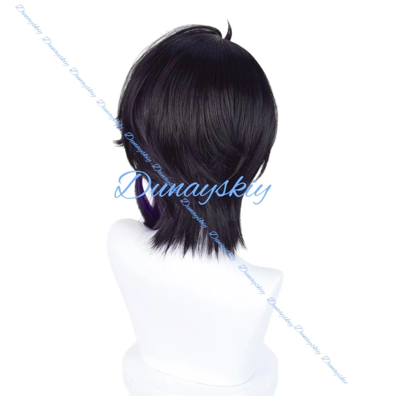 Pantalone Genshin Impact Cosplay Wig with Glasses for Men Black Hair Regrator WakuWaku Free Cap Included view 6