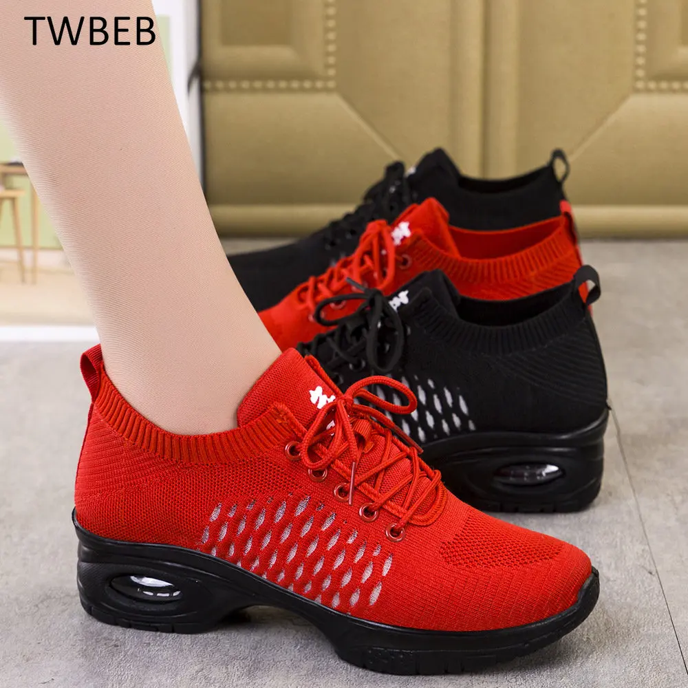 New Air Cushion Modern Dance Dance Sneakers Soft Bottom Ballroom Jazz Sneakers Breathable Outdoor Women\'s The Old Beijing Shoes