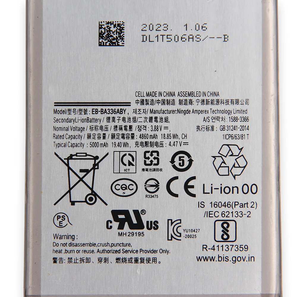 Replacement Battery EB-BA336ABY For Samsung Galaxy A53 5G SM-A5360 A5360 SM-A536B/DS A33 5G SM-A3360 SM-A336B/DS 5000mAh