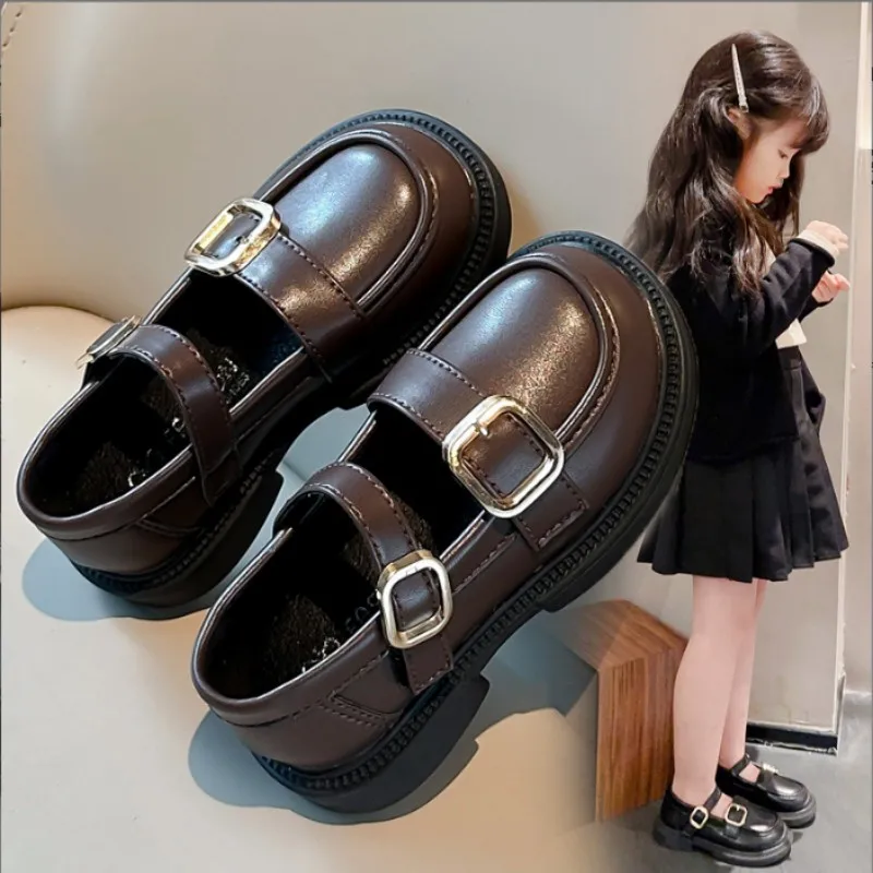 21-35 2026 Summer Autumn New Girls' Leather Shoes Fashion Baby Princess Shoes Soft Bottom Trendy Casual Solid Color Single Shoes