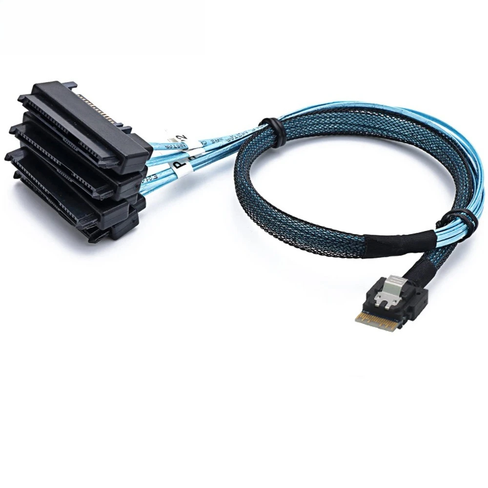 PCI-E Slimline SAS 4.0 38Pin SFF-8654 4i To SFF-8482 2-in-1 Adapter Cable Length Optional 0.5M 1M