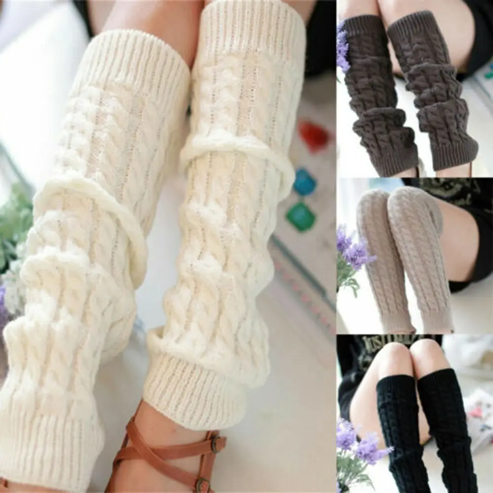 Womens Winter Warm Socks Legging Boot Cover Leg Support Long Crochet Knitted Sock Warmers Leg Socks Knit Cable Warm Sock Hosiery