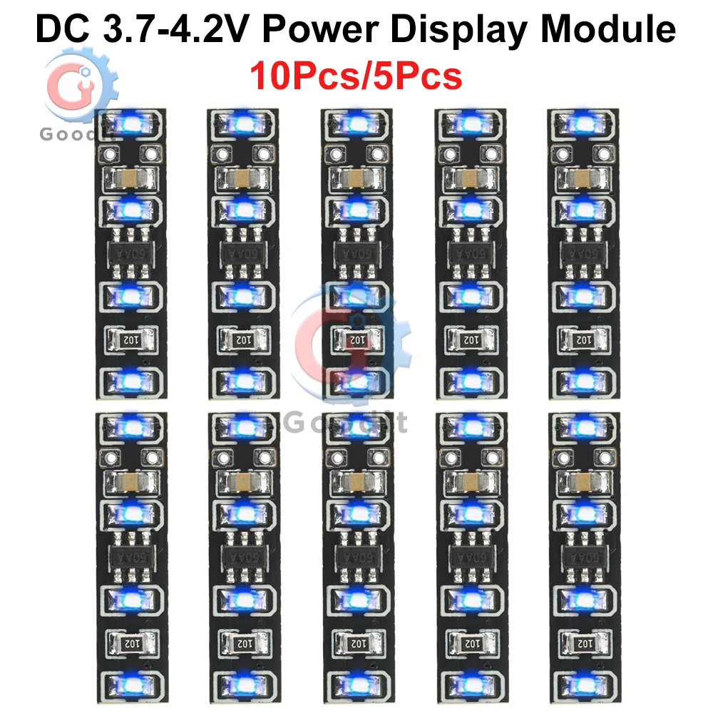 10Pcs/5Pcs DC 3.7-4.2V Power Display Module LED Battery Electricity Indicator Meter for 3.7V 18650 21700 32700 Lithium Battery