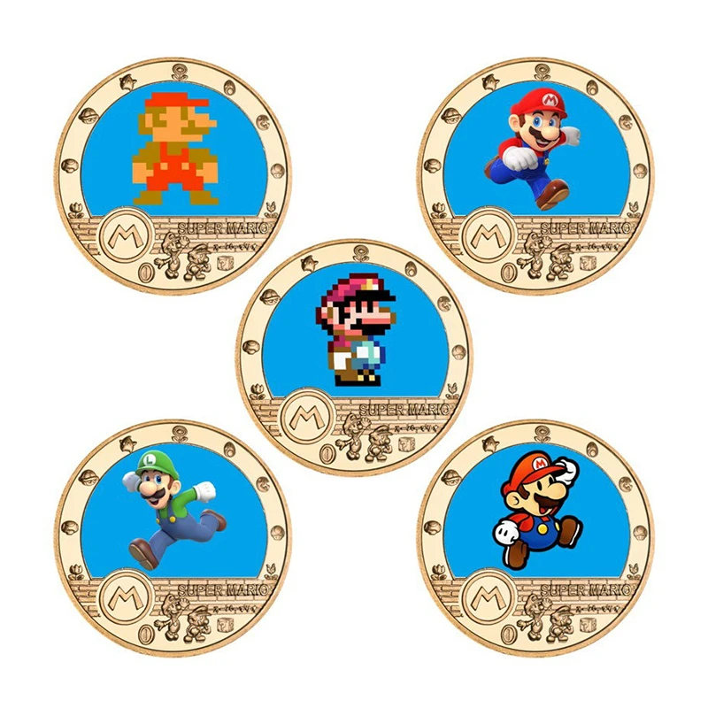 

Super Mario Cartoon Cartoon Peripheral Collection Commemorative Coin Gold-plated Badge Children's Favorite Toy Birthday Gift