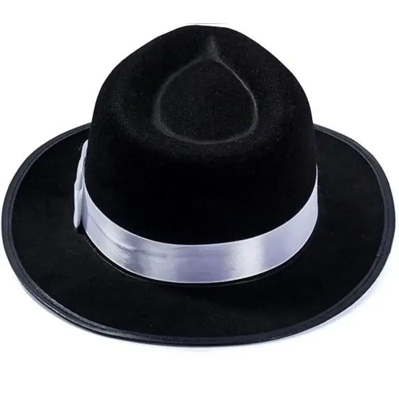 

39BD Unisex Black Panama Hat Masquerade Party Fedora Hat Role Playing Costume Hat