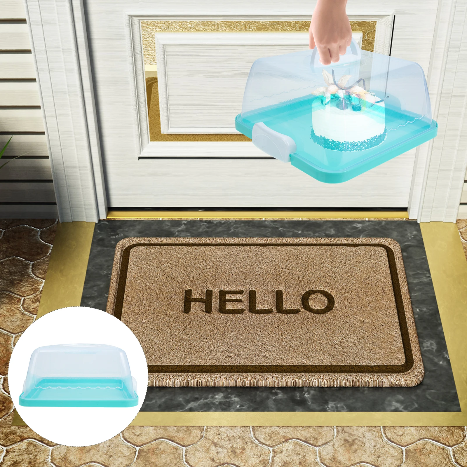 

Plastic Cake Hand-held Containers Lids Portable Handle Transparent Birthday Cake Boxes Storage Cookie Bread Packaging Gift Boxes