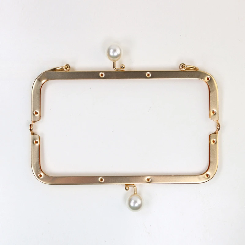 1/2Pcs 20cm Metal Pearl Head Handle Embossed Bag Kiss Clasp Handbag Frame Lock Buckle Purse Replace Handles DIY Accessories