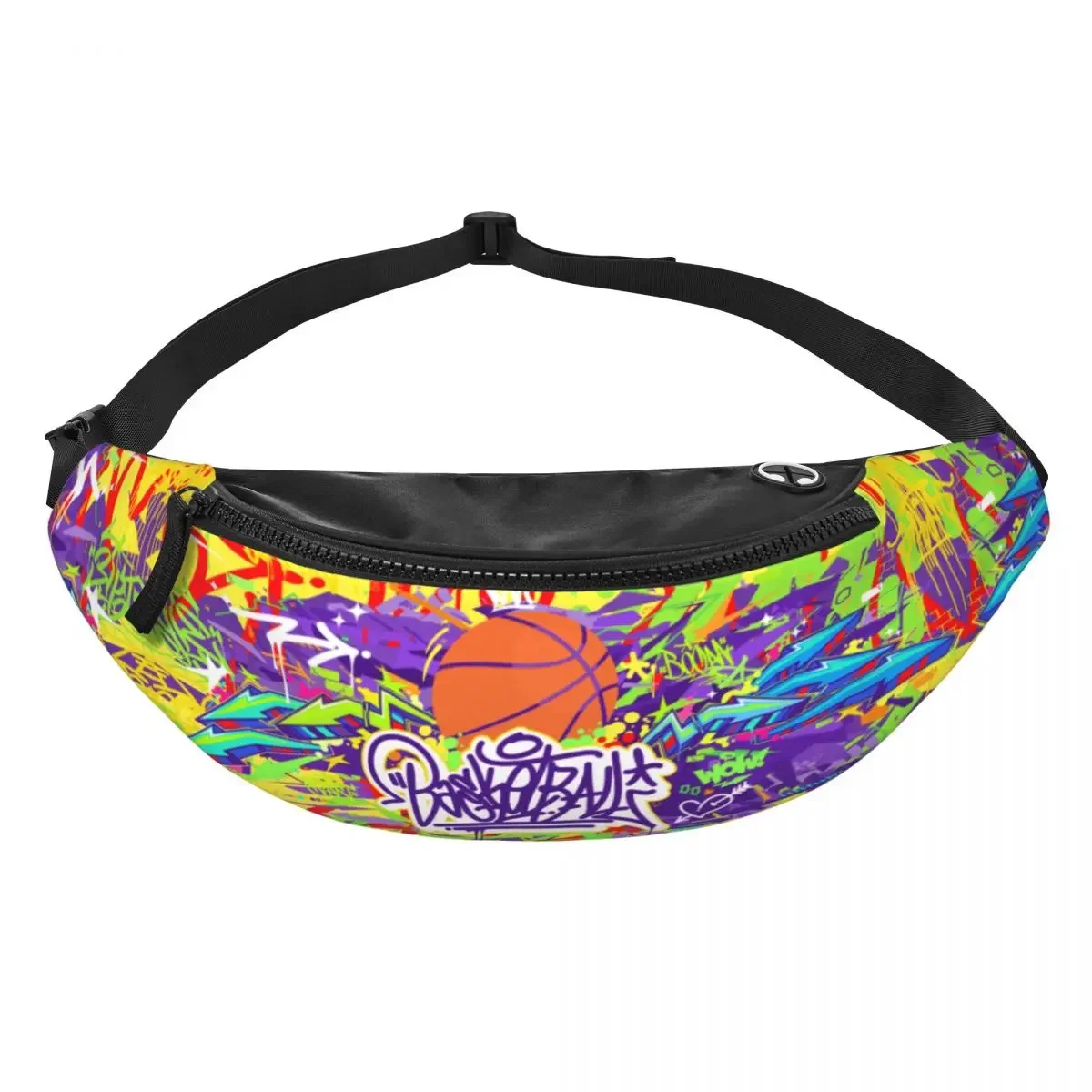 Custom Trendy Hip Hop Urban Street Art Graffiti Style Fanny Pack Men Women Crossbody Waist Bag for Running Phone Money Pouch