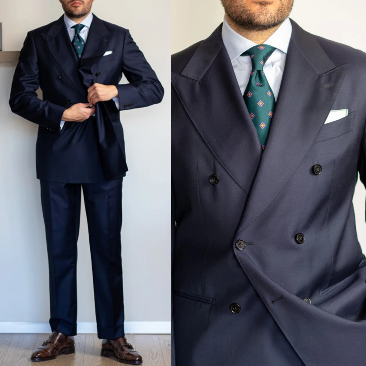 Costume Smoking Doux pour Homme, Beau Blazer à Revers à Pointe, Simple Boutonnage, Pantalon, VincFormelle, 2 Pièces