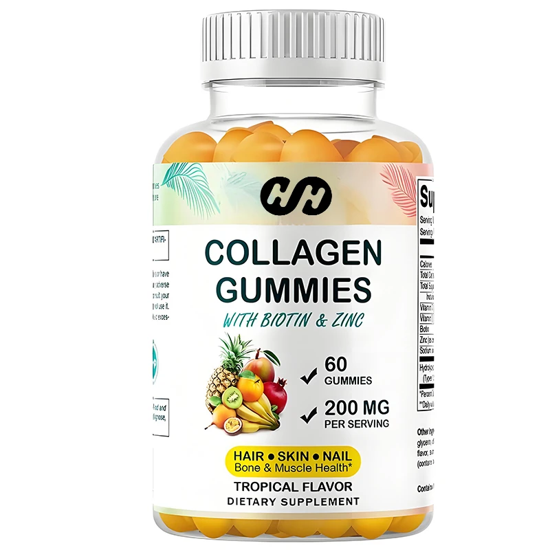 

Vitamin Hydrolyzed Collagen Gummies Contain Vitamin C, Zinc, and Biotin. 200mg Healthy Skin Supports 60 Gummies
