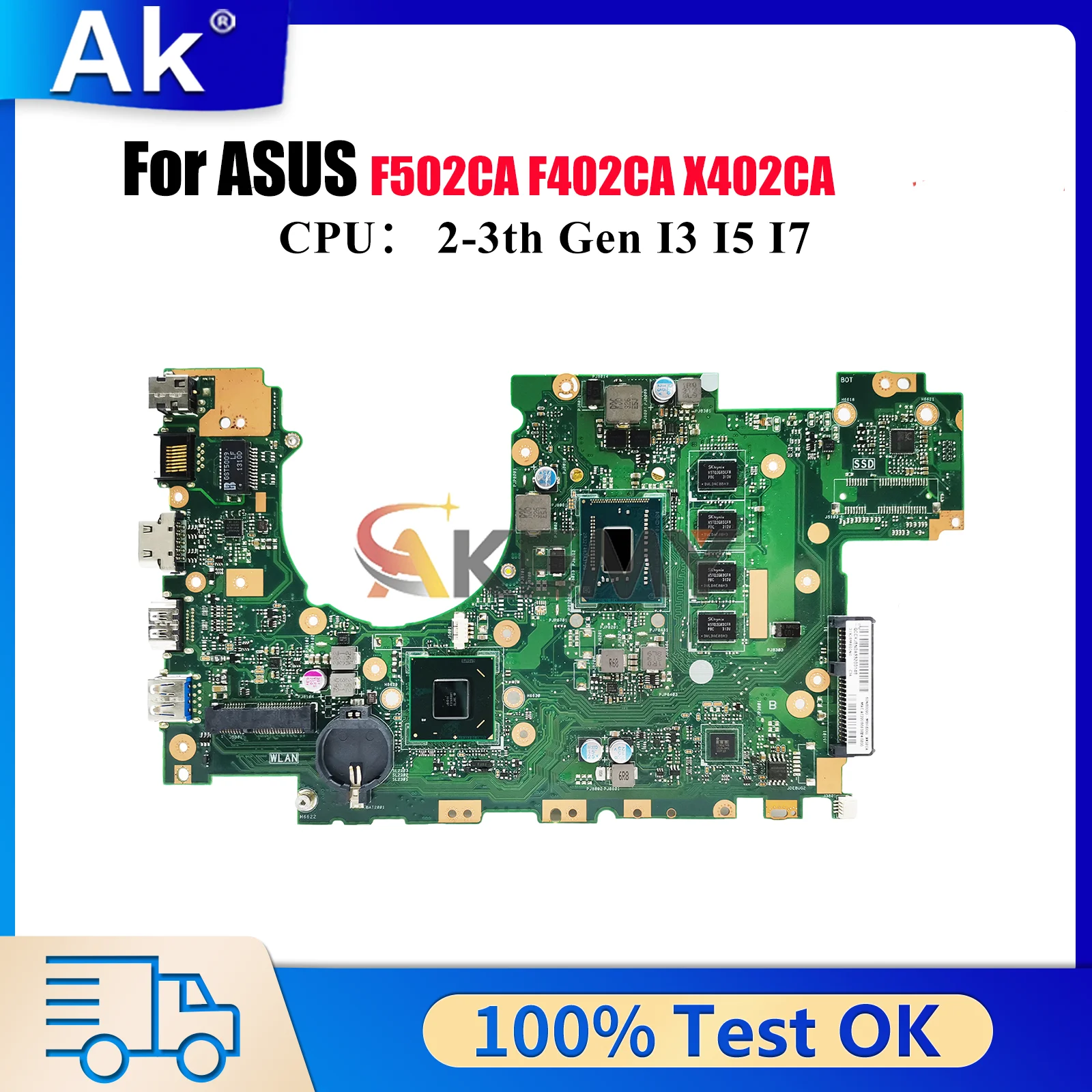 

X402CA Материнская плата для ноутбука ASUS VivoBook X402C F402CA X402CA F502CA Материнская плата для ноутбука с процессором I3 I5 I7 100% tests OK stk