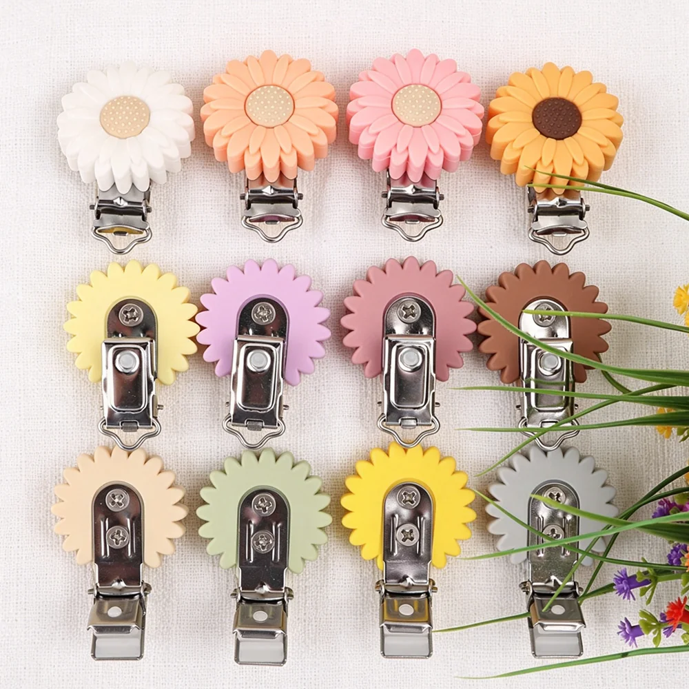 10-50pcs Hot Daisy Sunflower Silicone Metal Clips Wholesale Food Grade DIY For Jewelry Making Handmade Accessories Bag Hat Chain
