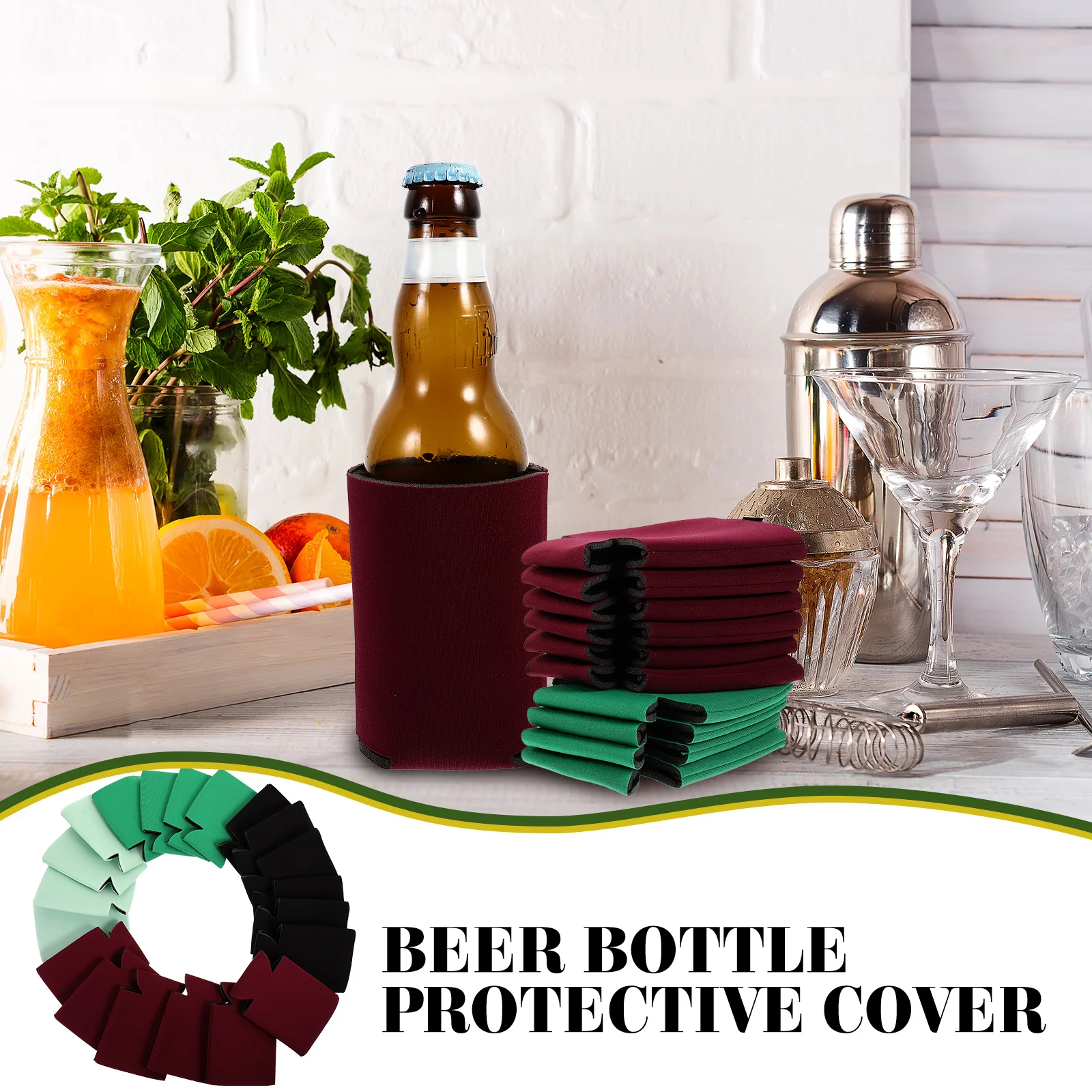 

20pcs Cup Sleeve Neoprene Bottle Covers Insulated Reusable Can Cozy 10 Colors Foldable For Camping Bbq Picnic Beach Fishing