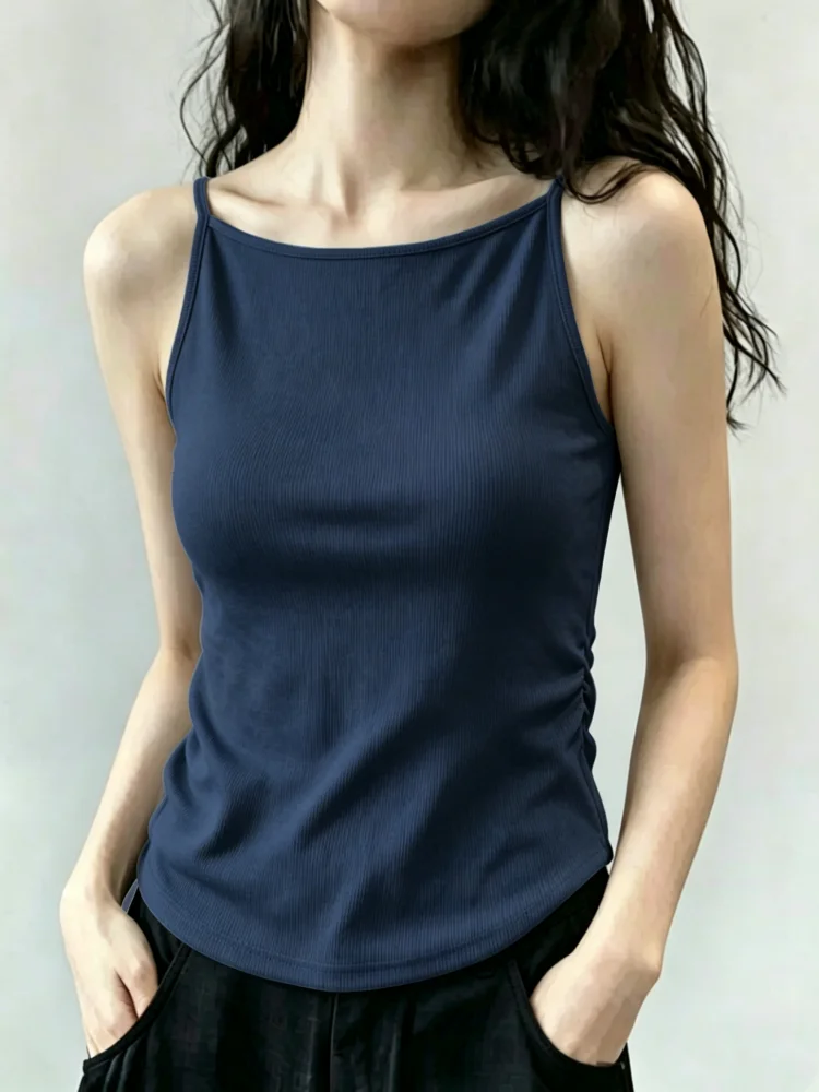 Women's 95 Cotton Strap Vest Spring Summer New Style plus Size Slim Fit Underwear Pleated Base Layer Outerwear Top