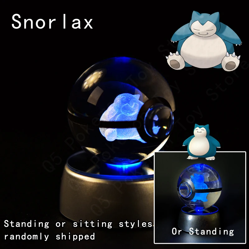 Pokemon Crystal Ball 3D Pikachu Mewtwo Mew Gengar Nachtlampje Lampvoet Pokeball Crystal Pokemon Glazen Bal Figuur Verjaardagscadeau - afbeelding 1