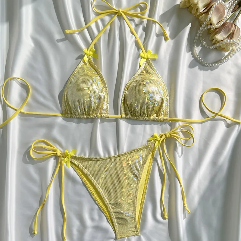 الترتر مثير البيكينيات 2026 النساء ملابس السباحة الإناث لملابس سباحة حريمي لباس سباحة البرازيلي مجموعة البكيني بحر بركة السباح