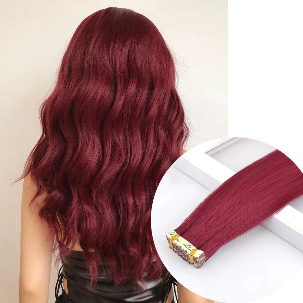 

10pcs/pack Tape In Hair Extensions Invisible Adhesive Synthetic Colored Tape In Hair Extension Pink Purple Blue Colorful Hair