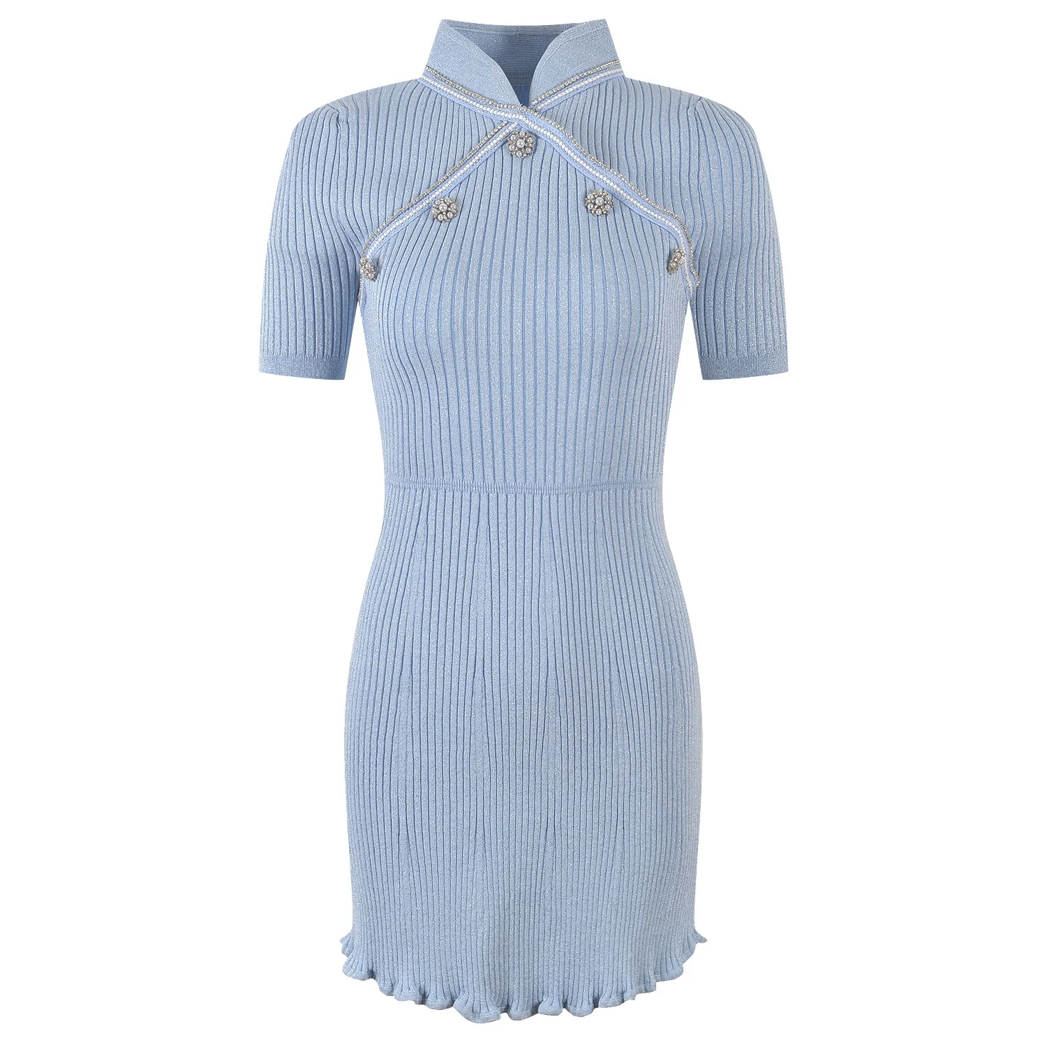 

Новое женское трикотажное платье-ципао Blue Diamond Heavy Industry с длинным рукавом, облегающее, белое, с эффектом коррекции фигуры, юбка А-силуэта