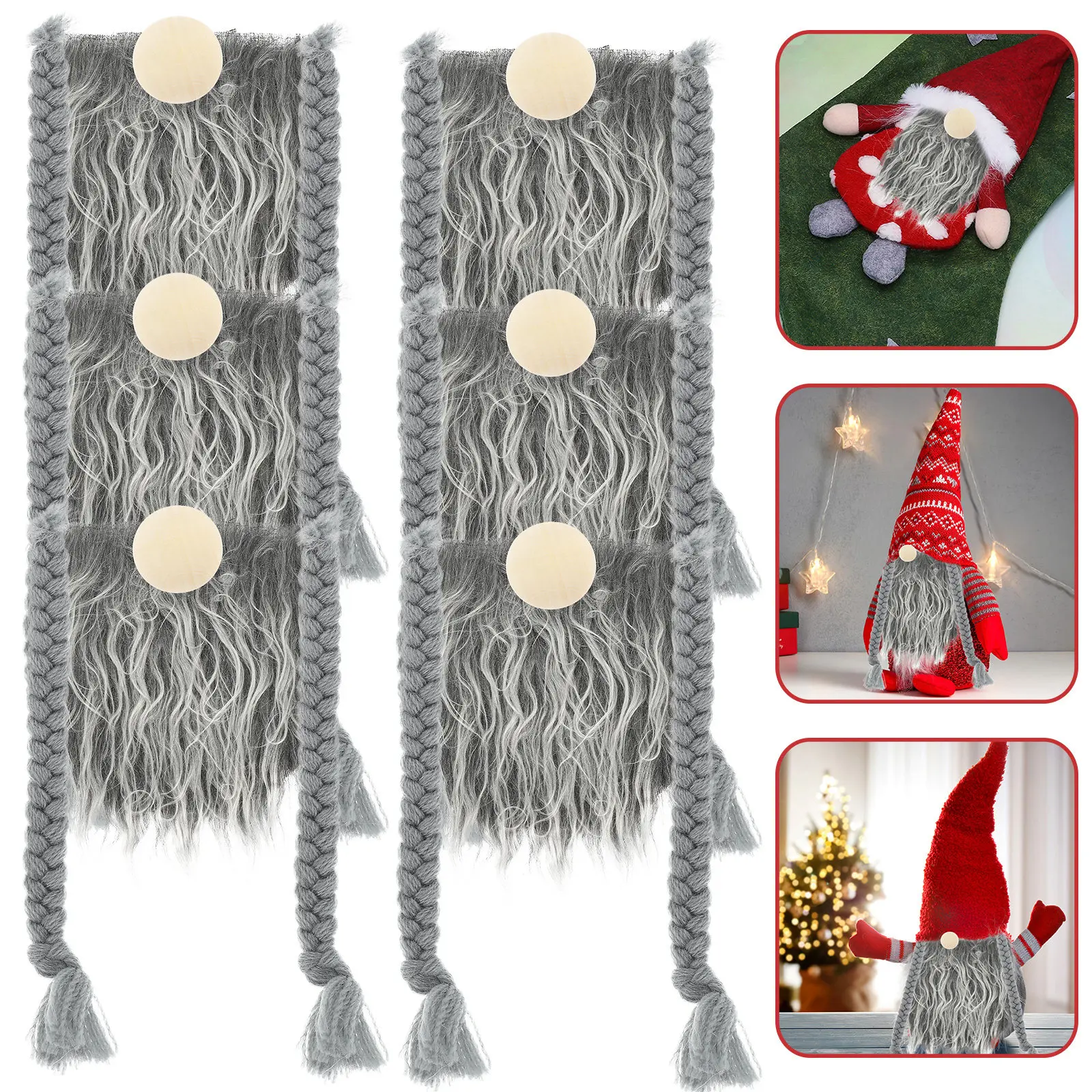 1Set Gnome Beard Set Safe Material DIY Craft Gnome Home Decoration Making Supplies Pre-Cut Faux Beard Wood Beads