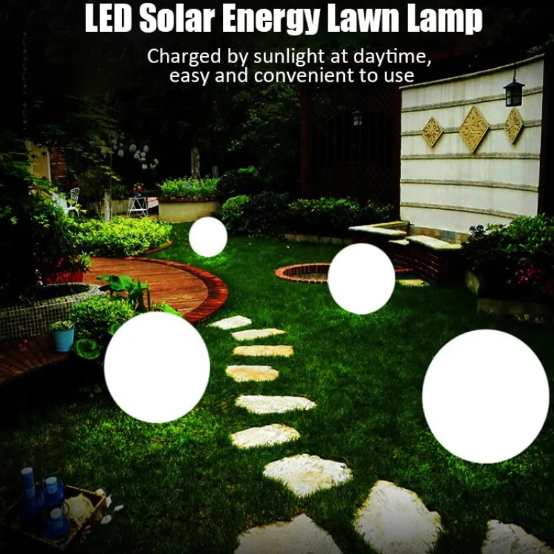 Outdoor LED Solar Round Ball Light Garden Yard Patio Ground Lawn Solar Lamp IP65 Waterproof Party Holiday Garden Home Decoration