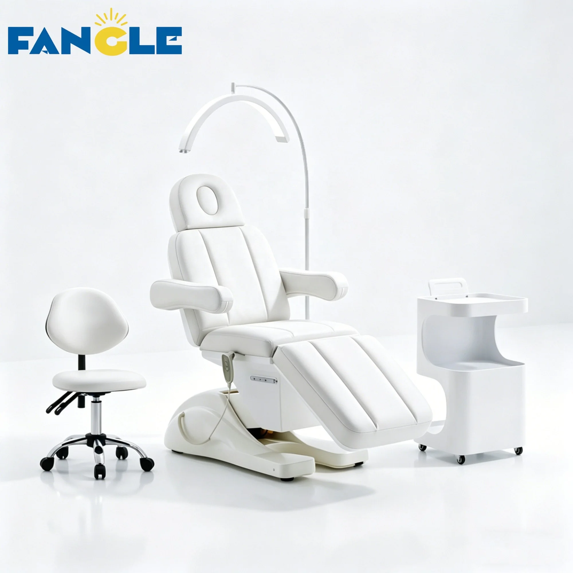 Hot Selling White Leather Beauty 3 Motor Facial Salon Station Electric Massage Table Tattoo Injection Chair Lash Bed