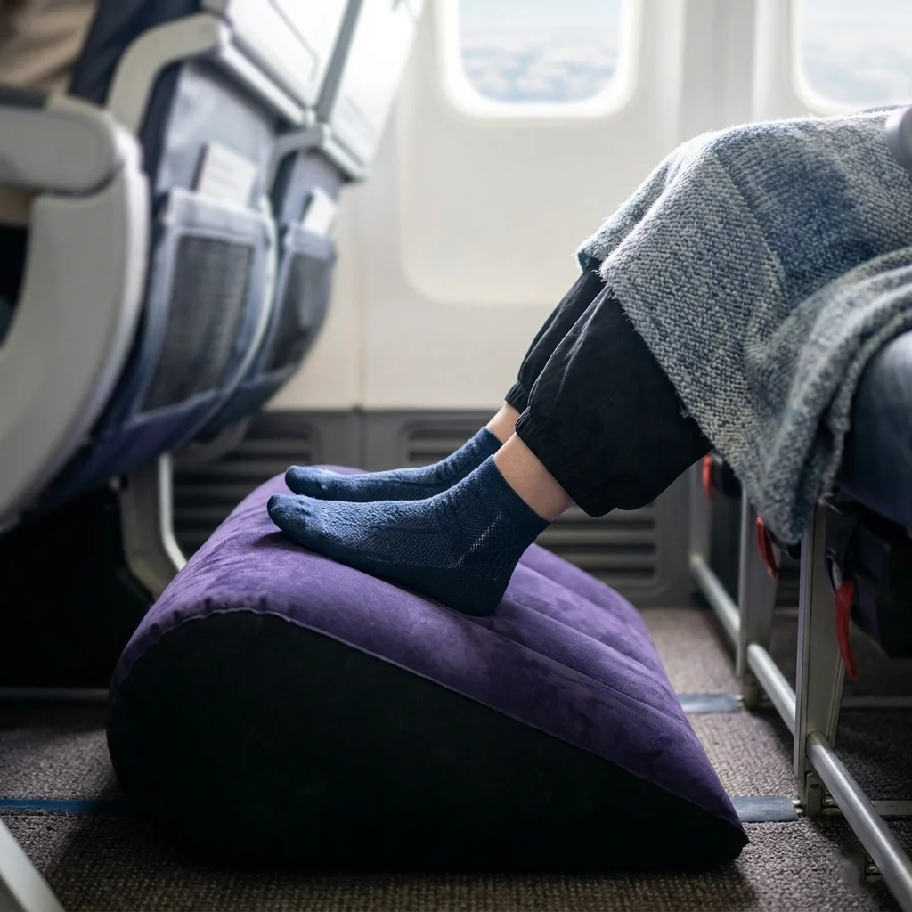 1pc Inflatable Triangle  Rest Pillow,  PVC  Leg Elevation Cushion, Foldable Portable Foot Support for Flight Train Car Travel