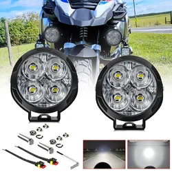 LED Motorcycle Spotlights 90W High Power Round 4 Beads Off-Road Vehicle A Pillar Light Working Light 12V/24V 9000LM White 2PCS