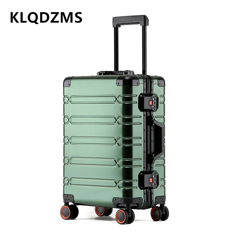 KLQDZMS 20 "24" 29 นิ้วกระเป๋าเดินทางผู้ชายอลูมิเนียมแมกนีเซียม Boarding Box ขนาดใหญ่ความจุรถเข็น Rolling กระเป๋าเดินทาง