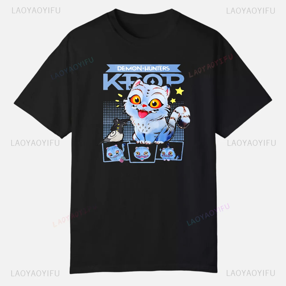 KPop شيطان الصيادين تي شيرتات عجيبة ملابس قطنية مطبوعة بلايز عادية قصيرة الأكمام الرجال تيز الجرافيك الملابس جودة الشارع الشهير