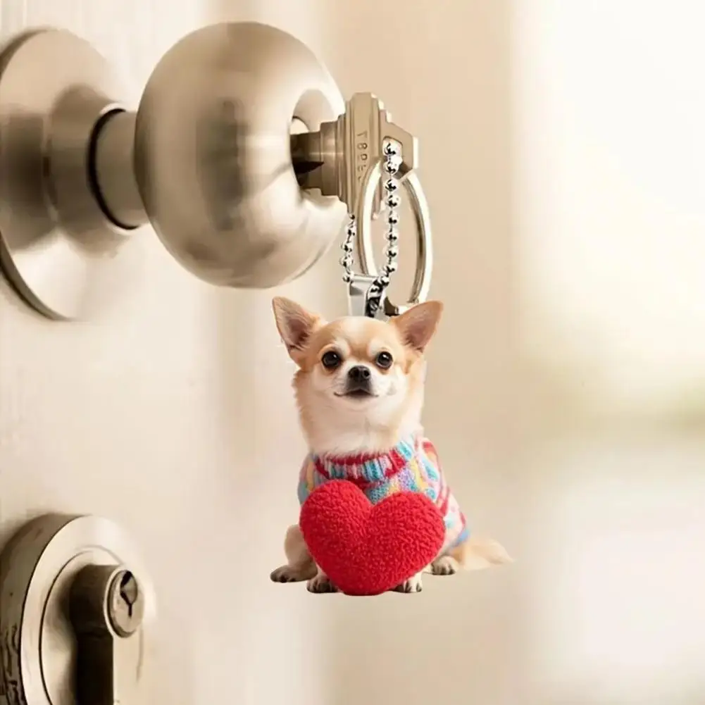 Acrylic Car Pendant Love Puppy Pendant Puppy Car Pendant Acrylic Ornament Cartoon Love Heart Dog Rear View Decoration