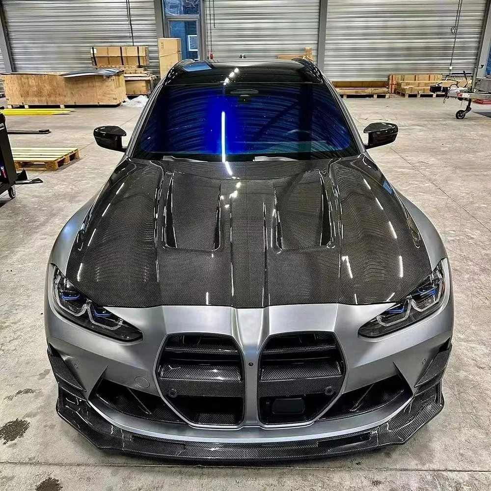 For M4 G82 2020-24 Dry Carbon Front Hood Bonnet KZ Style Vented Carbon Body Parts for 2 Door Coupe