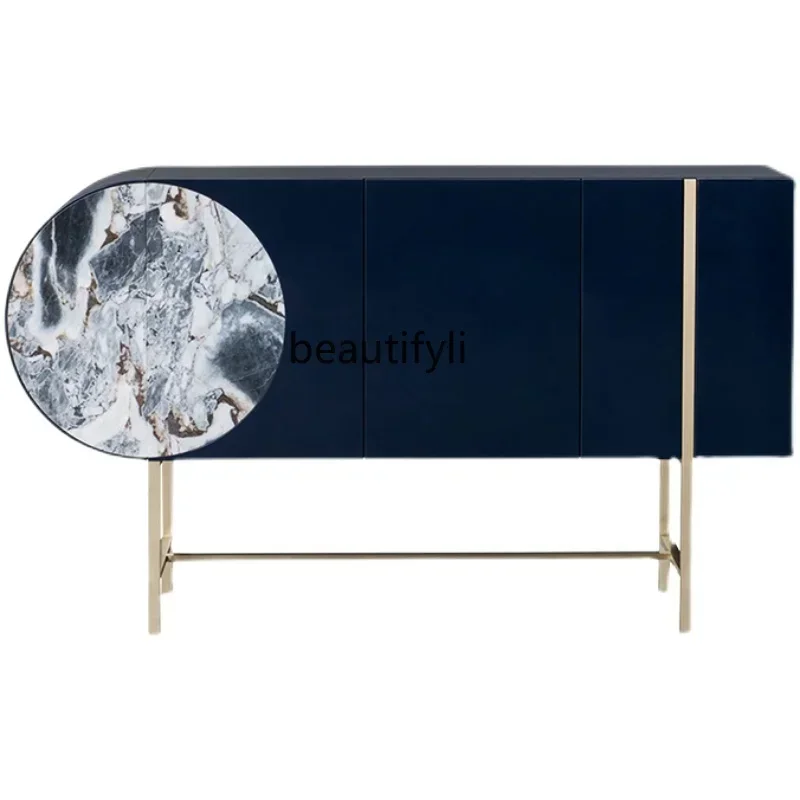 

A15 Light Luxury Stone Plate Entrance High Italian Minimalist Storage Cabinet Living Room Curio Cabinet