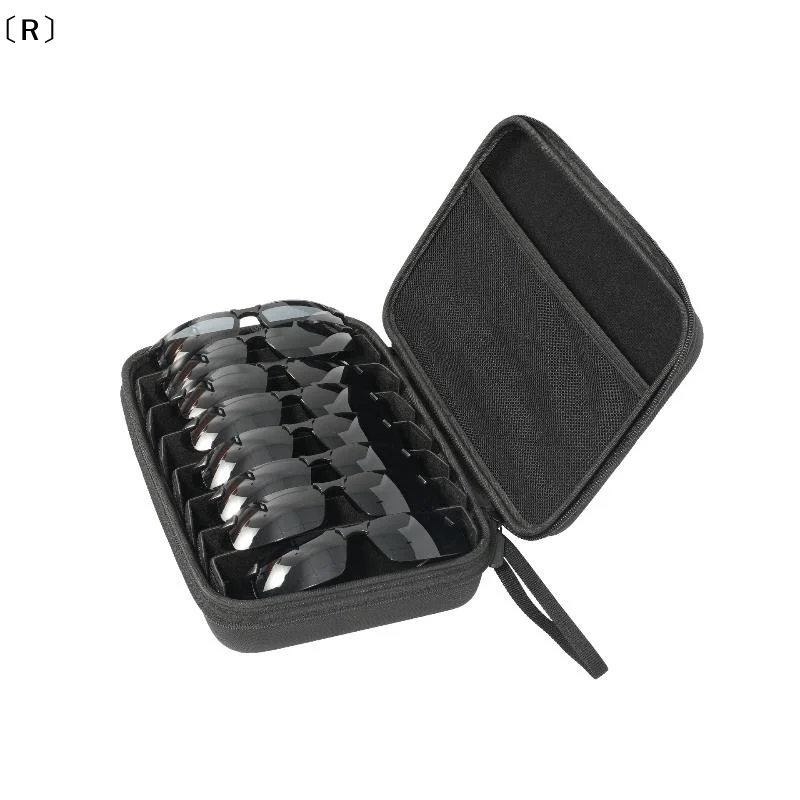 〔R〕4/5/6/7/8 Compartments Adjustable Glasses Organizer, Portable Black Storage Bag Case For Travel, Sturdy Dividers Eyewear Box