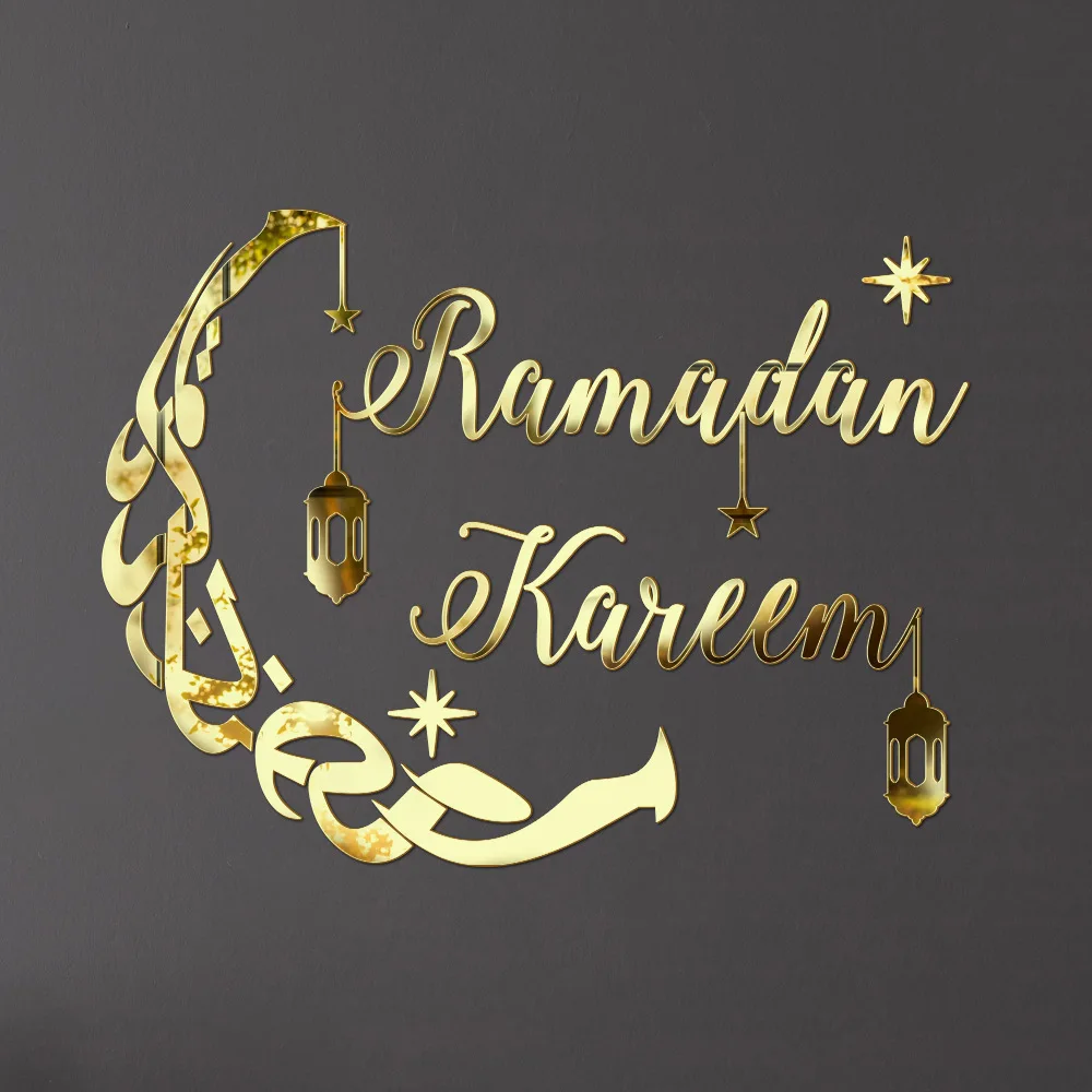 

Ramadan Kareem Acrylic Stickers Golden Mirror Moon Star Self-adhesive Wall Sticker Ramadan Decoration 2025 Eid Mubarak for Home