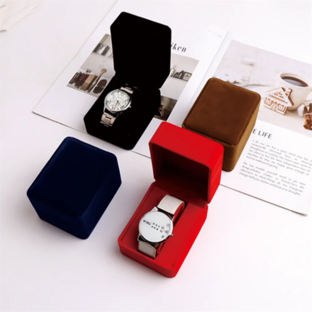 Fashion Flannelette Watch Packaging Boxes Case Display Holder Bracelet Jewelry Storage Organizer For Woman Man Gift