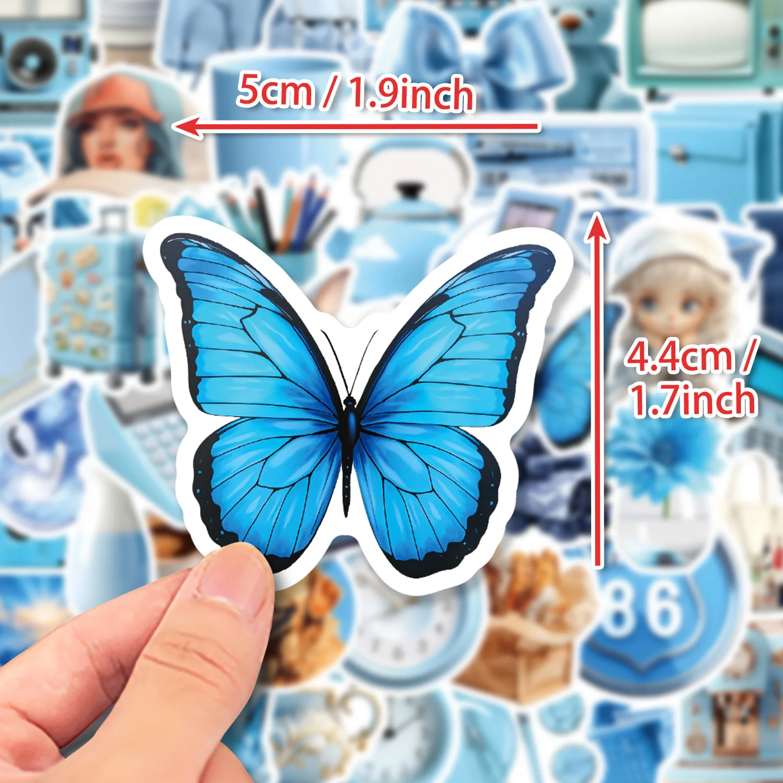 50Pcs Blue Life Realistic Series Graffiti Stickers Suitable for Laptop Helmets Desktop Decoration DIY Stickers Toys Wholesale