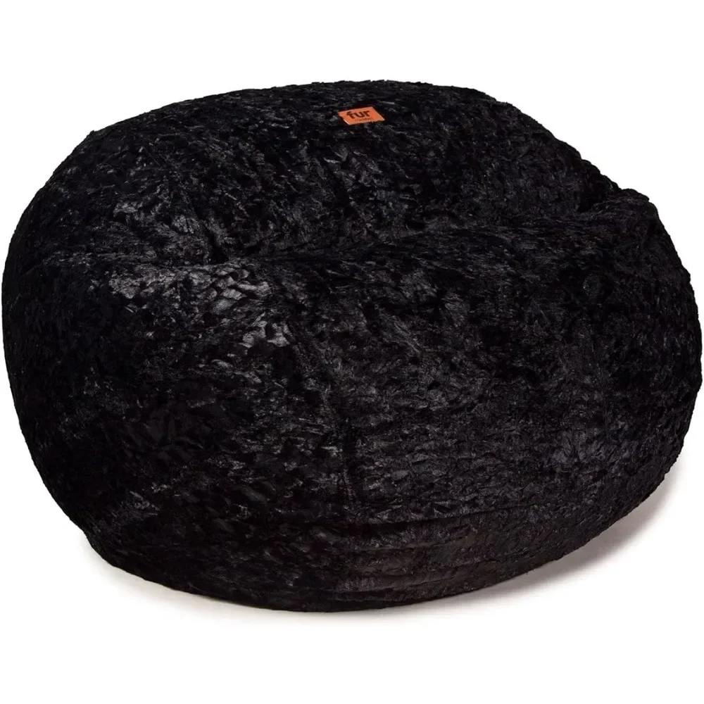 Black - King Size Floor Chair Faux Fur Bean Bag Chair Inflatable Sofa for Living Room Stuffing for Puffs to Sit Lazy Armchair