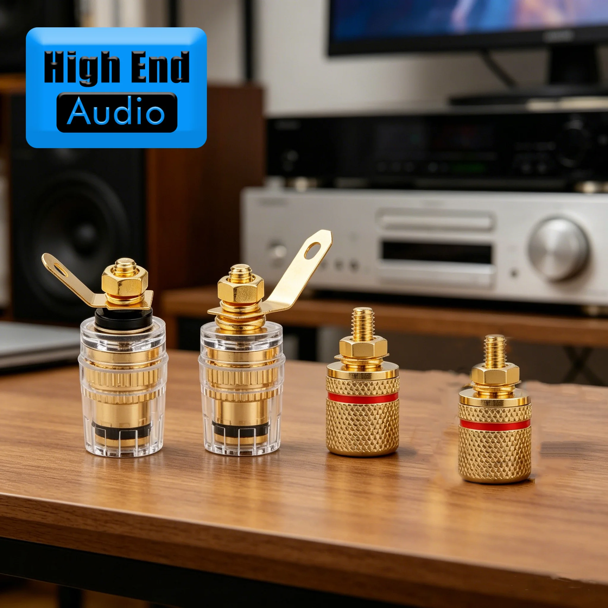 Preffiar 4PCS 4MM Copper Binding Post Terminal for Banana Plug Speaker Amplifier Banana socket connector