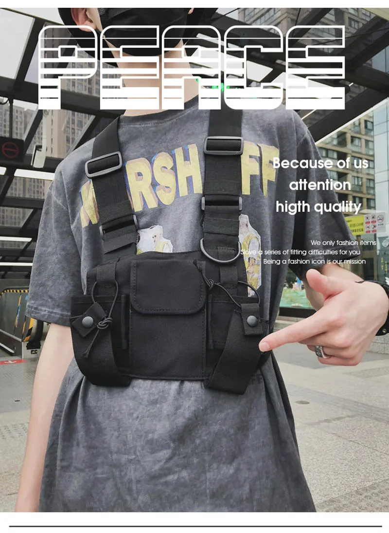 Ham Radio Hip Hop Front Pack West Wist Pouch Holster Vest unisex Tactical Chest Rig Bag for Wouxun Baofeng UV-5R UV-82 bf-888S