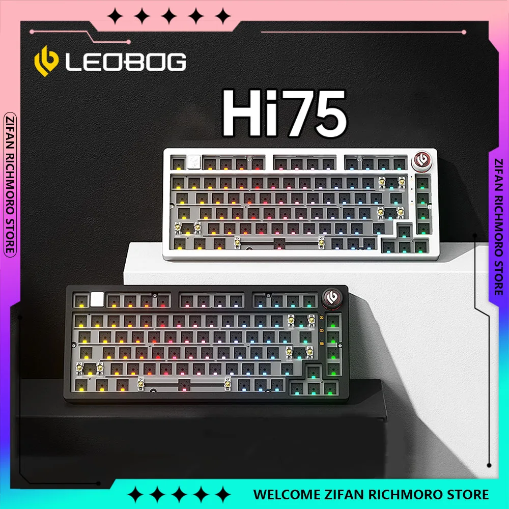 LEOBOG Hi75 81 Keys Hot-swappable Mechanical Keyboard Kit RGB Backlit Barebone Keyboard Gasket-mounted Customize Keyboard Gift