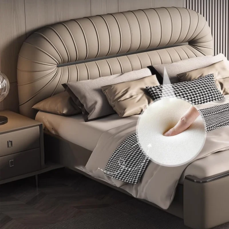 Design Luxury Massage Bed Bedroom Loft Double Queen European Platform Bed Sleeping Leather Letto Matrimoniale Hotel Furniture