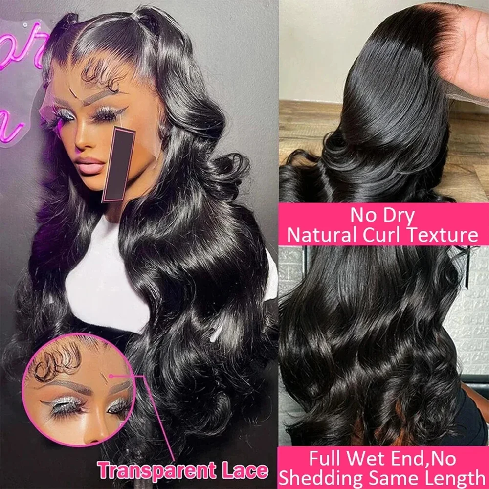 40 بوصة الجسم موجة الدانتيل الجبهة الباروكات البرازيلي الشعر البشري قبل قطعها الأسود 250 الكثافة 13x6 Hd شعر بشري أمامي شفاف